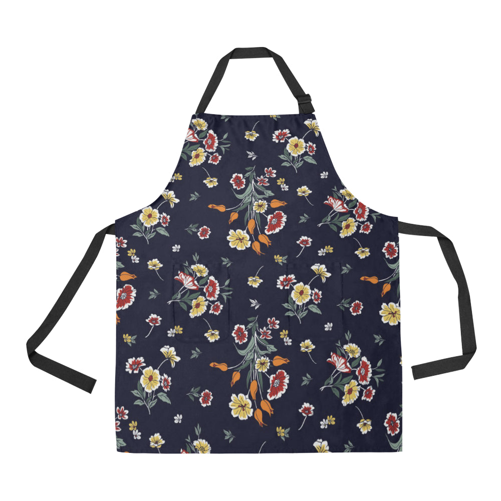 Summer Floral Pattern Print Design SF01 Apron with Pocket