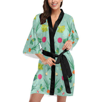 Radish Pattern Print Design A01 Women's Short Kimono