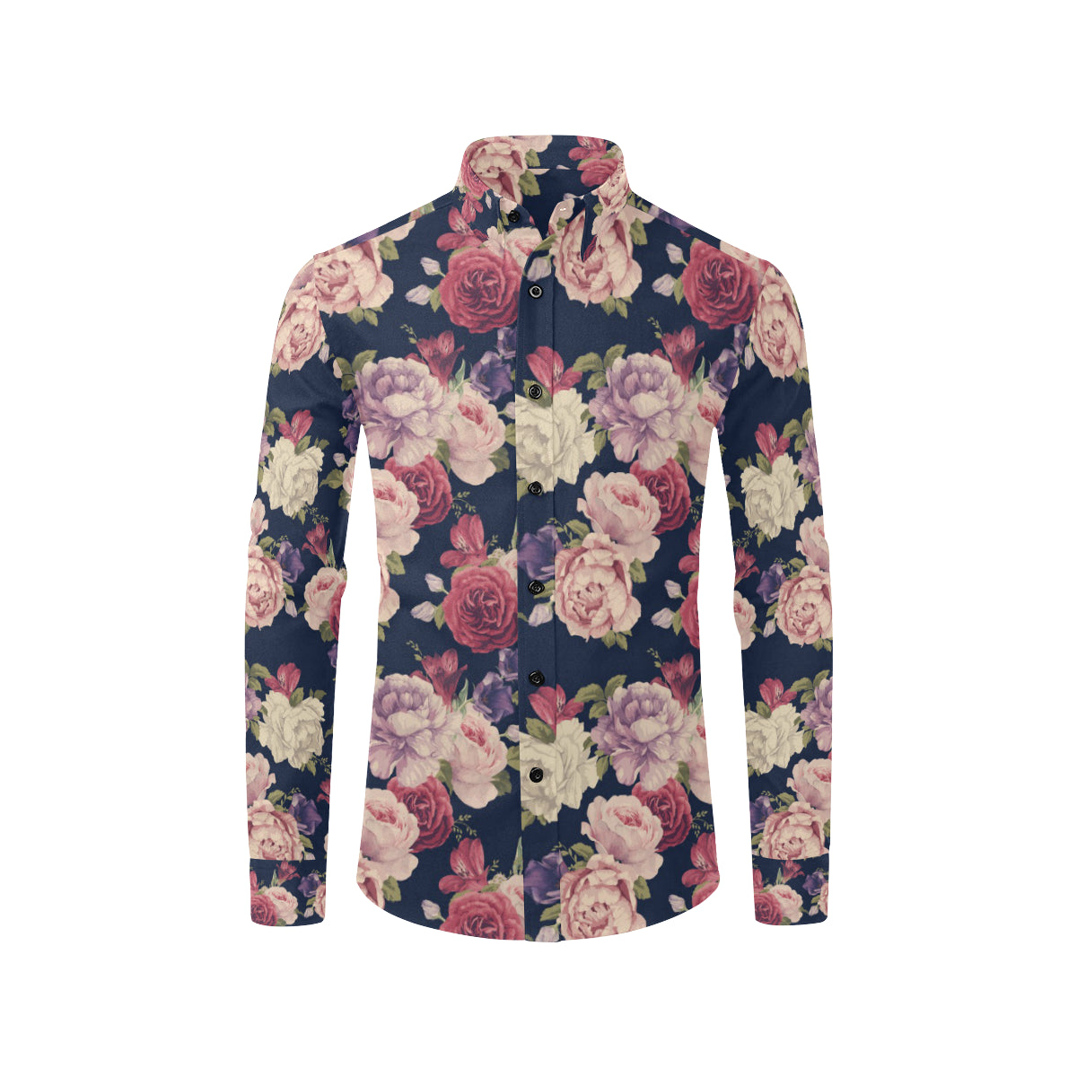 Peony Pattern Print Design PE03 Men's Long Sleeve Shirt