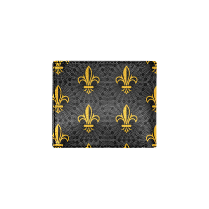 Fleur De Lis Gold Pattern Print Design 01 Men's ID Card Wallet