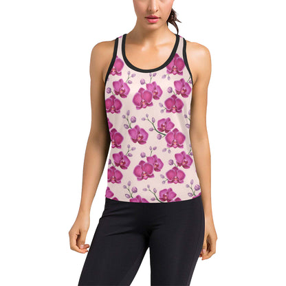 Orchid Purple Pattern Print Design OR04 Women's Racerback Tank Top