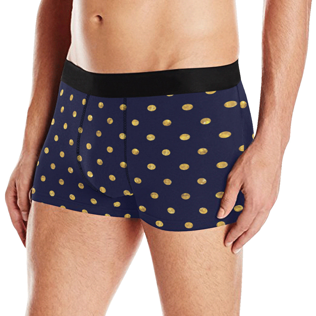 Polka Dot Gold Blue Pattern Print Design 02 Men's Boxer Briefs