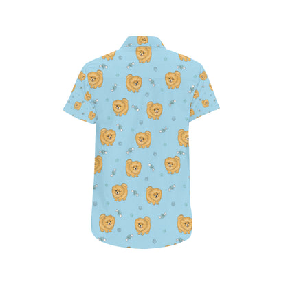 Pomeranians Pattern Print Design A03 Men's Short Sleeve Button Up Shirt