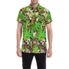 Camouflage Realistic Tree Fresh Print Men's Short Sleeve Button Up Shirt