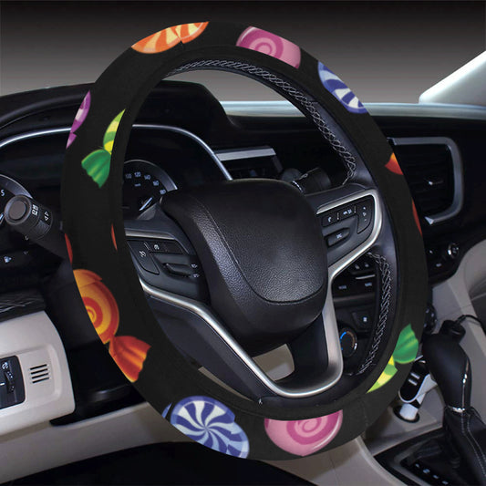 Candy Pattern Print Design 01 Steering Wheel Cover with Elastic Edge