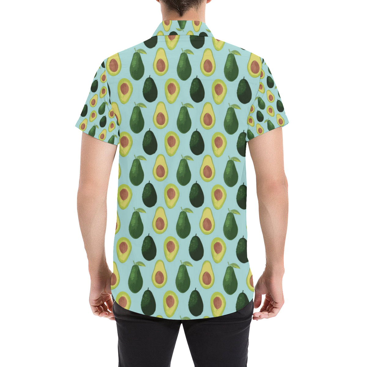 Avocado Pattern Print Design 04 Men's Short Sleeve Button Up Shirt