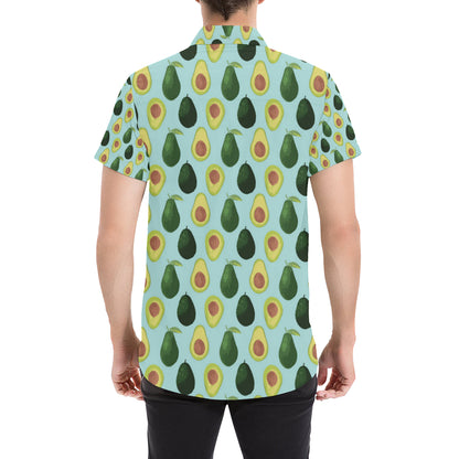 Avocado Pattern Print Design 04 Men's Short Sleeve Button Up Shirt