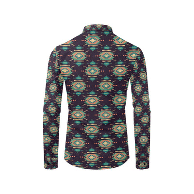 Navajo Geometric Style Print Pattern Men's Long Sleeve Shirt