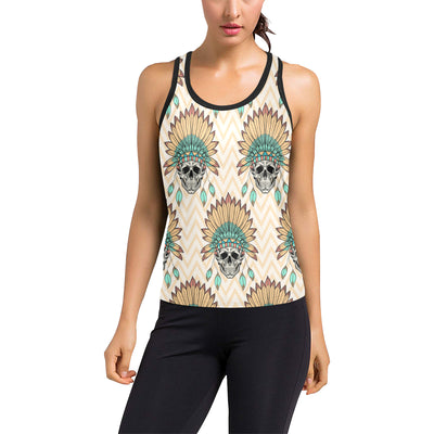 Indian Skull Pattern Women's Racerback Tank Top