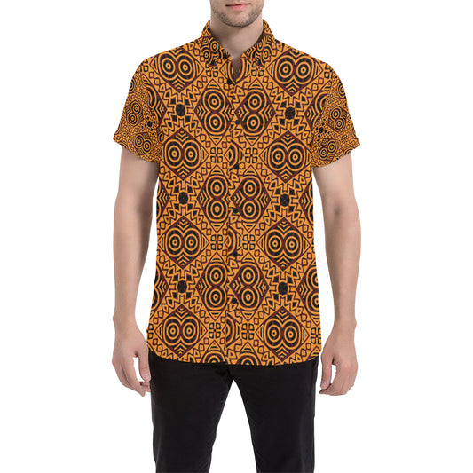 African Pattern Print Design 05 Men's Short Sleeve Button Up Shirt