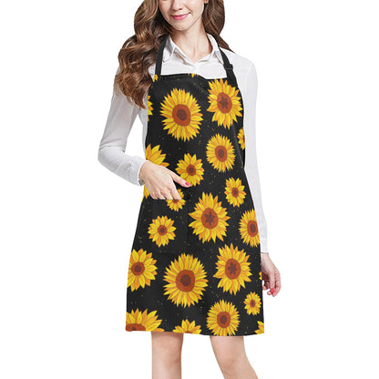 Sunflower Pattern Print Design SF09 Apron with Pocket