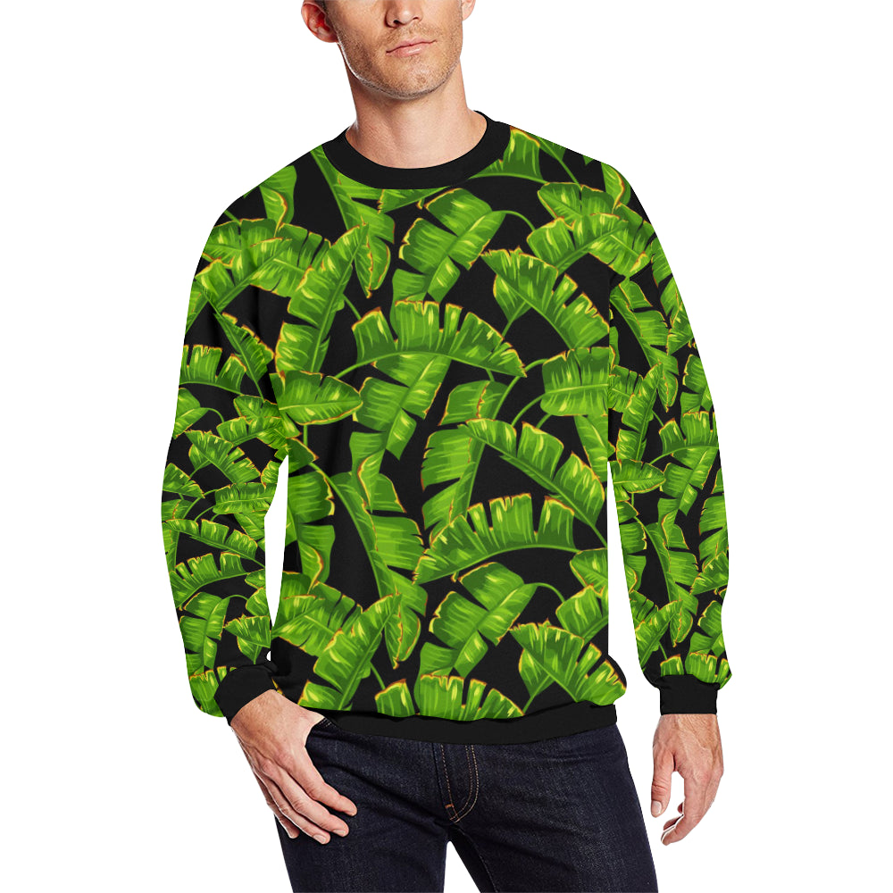 Banana Leaf Pattern Print Design BL06 Men Long Sleeve Sweatshirt