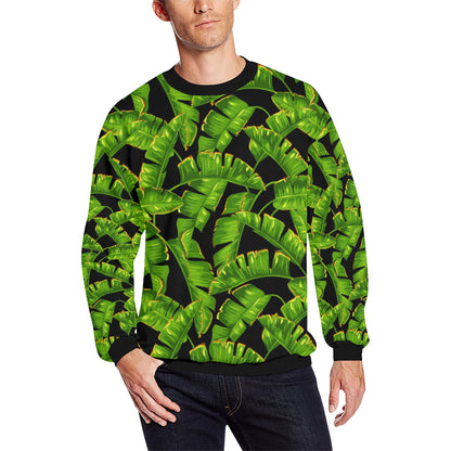 Banana Leaf Pattern Print Design BL06 Men Long Sleeve Sweatshirt