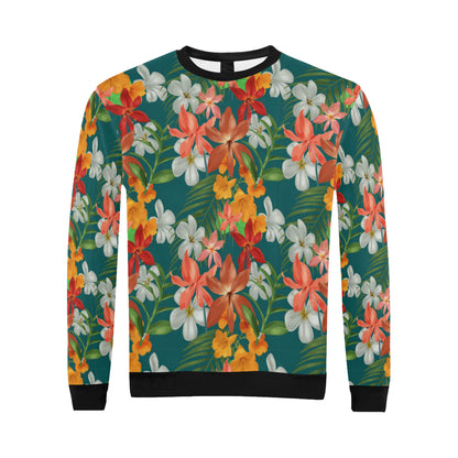 Amaryllis Pattern Print Design AL06 Men Long Sleeve Sweatshirt