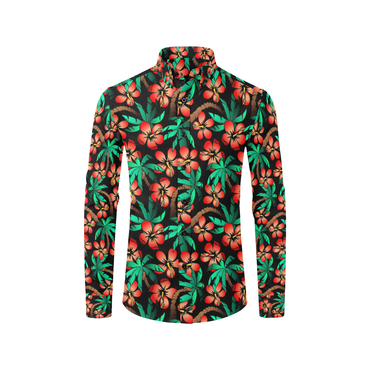 Hawaiian Themed Pattern Print Design H022 Men's Long Sleeve Shirt