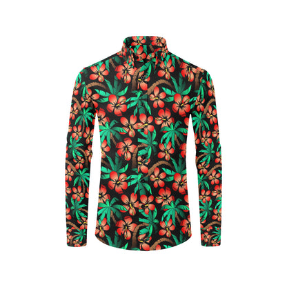 Hawaiian Themed Pattern Print Design H022 Men's Long Sleeve Shirt