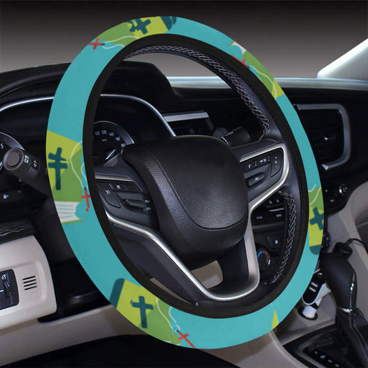 Bible Pattern Print Design 01 Steering Wheel Cover with Elastic Edge