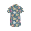 Hibiscus Pattern Print Design HB033 Men's Short Sleeve Button Up Shirt