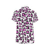 Leopard Pink Skin Print Men's Short Sleeve Button Up Shirt