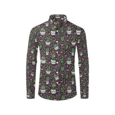 Cactus Pattern Print Design 03 Men's Long Sleeve Shirt