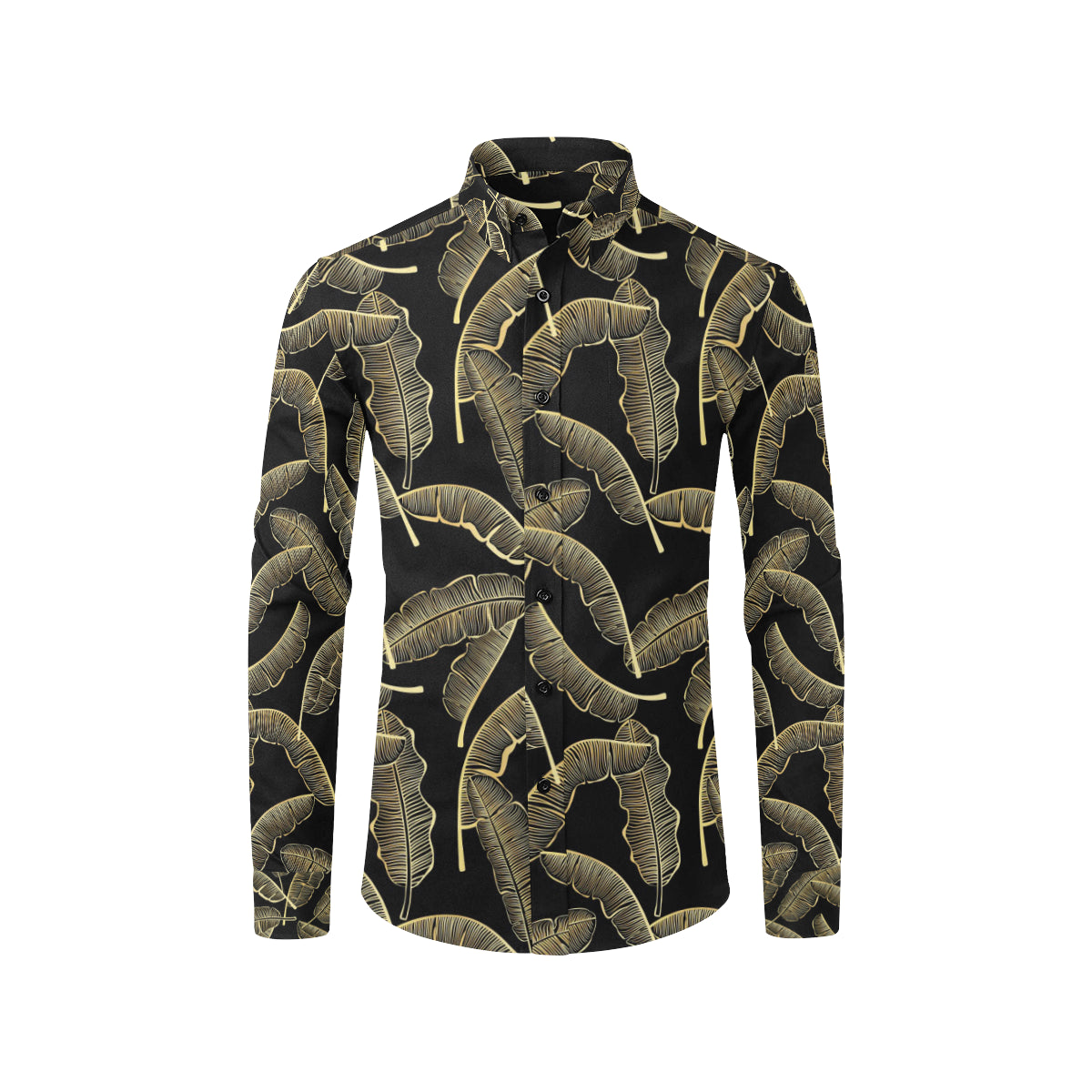 Banana Leaf Pattern Print Design BL07 Men's Long Sleeve Shirt