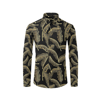 Banana Leaf Pattern Print Design BL07 Men's Long Sleeve Shirt