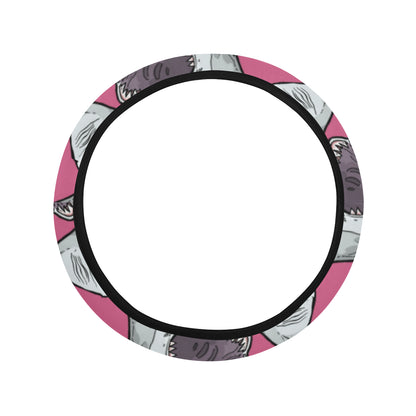 Great White Shark Pattern Print Design 01 Steering Wheel Cover with Elastic Edge