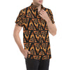 Eye of Horus in Flame Print Men's Short Sleeve Button Up Shirt