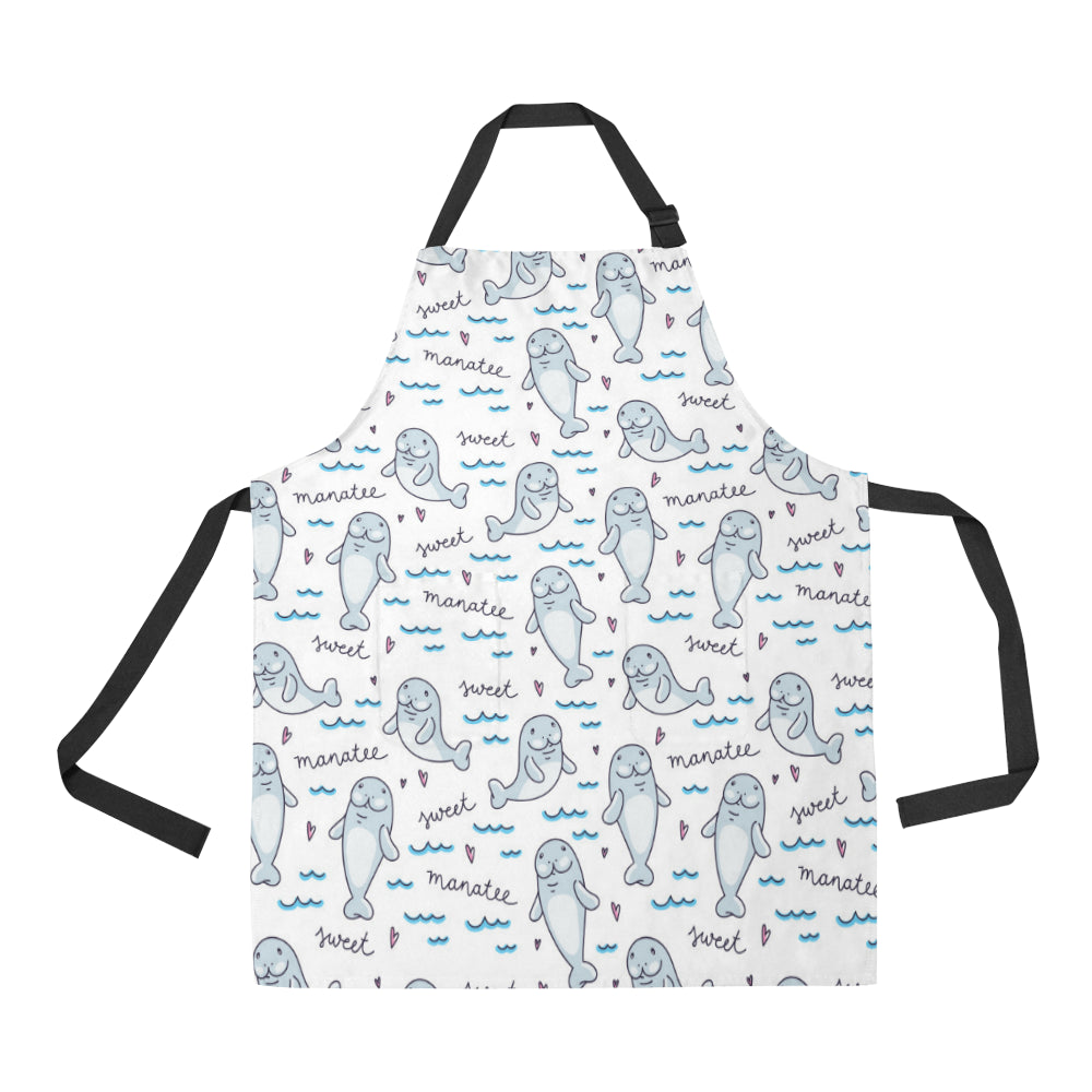Manatee Baby Pattern Print Design 03 Apron with Pocket