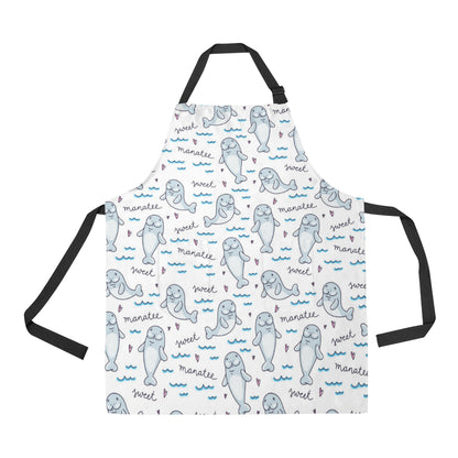 Manatee Baby Pattern Print Design 03 Apron with Pocket
