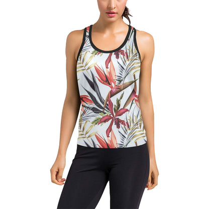 Tropical Flower Pattern Print Design TF021 Women's Racerback Tank Top
