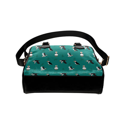 Puffin Pattern Print Design A02 Shoulder Handbag
