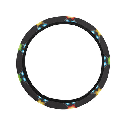 Christmas Light Pattern Print Design 01 Steering Wheel Cover with Elastic Edge