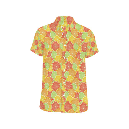 Grapefruit Pattern Print Design GF01 Men's Short Sleeve Button Up Shirt