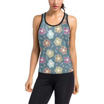 Hibiscus Pattern Print Design HB033 Women's Racerback Tank Top