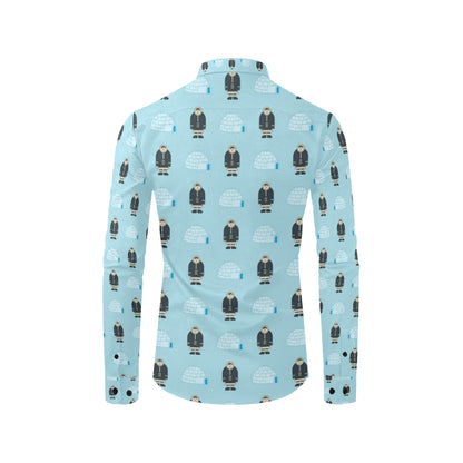 Eskimo Pattern Print Design 03 Men's Long Sleeve Shirt