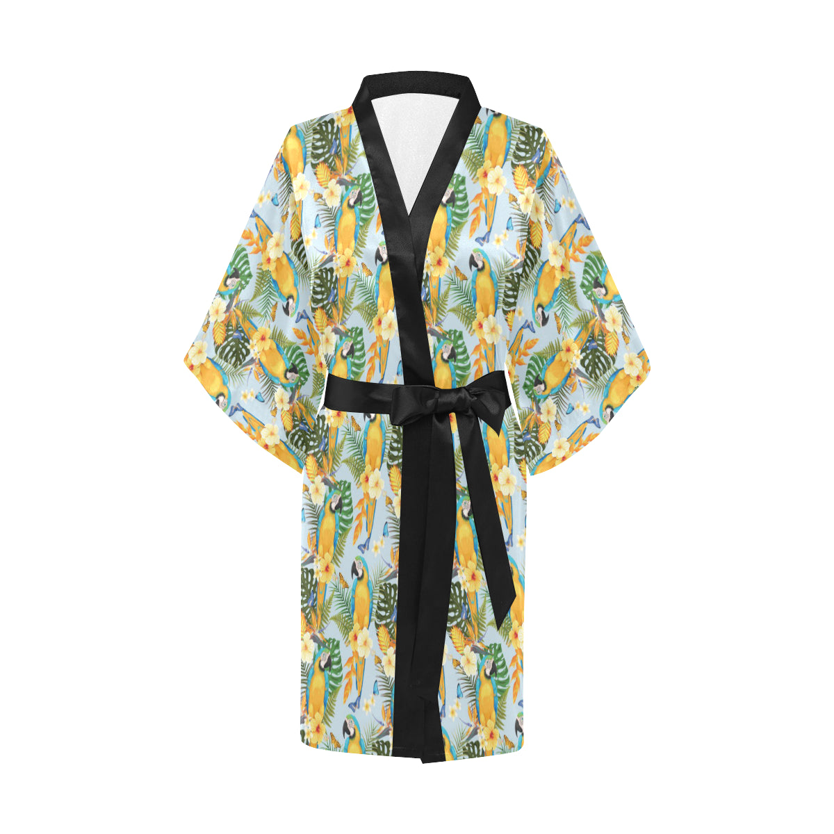Parrot Pattern Print Design A04 Women's Short Kimono