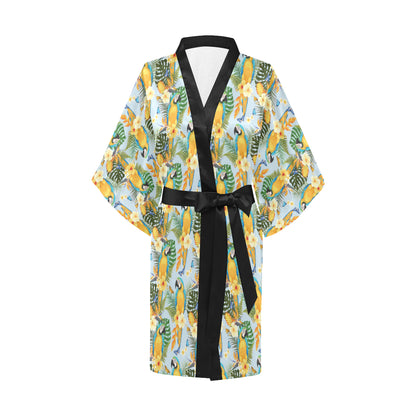 Parrot Pattern Print Design A04 Women's Short Kimono
