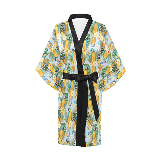 Parrot Pattern Print Design A04 Women's Short Kimono