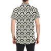 Lotus Pattern Print Men's Short Sleeve Button Up Shirt