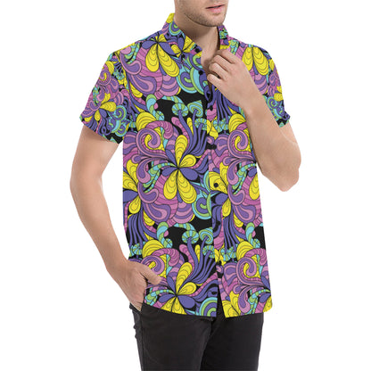 Psychedelic Pattern Print Design A04 Men's Short Sleeve Button Up Shirt