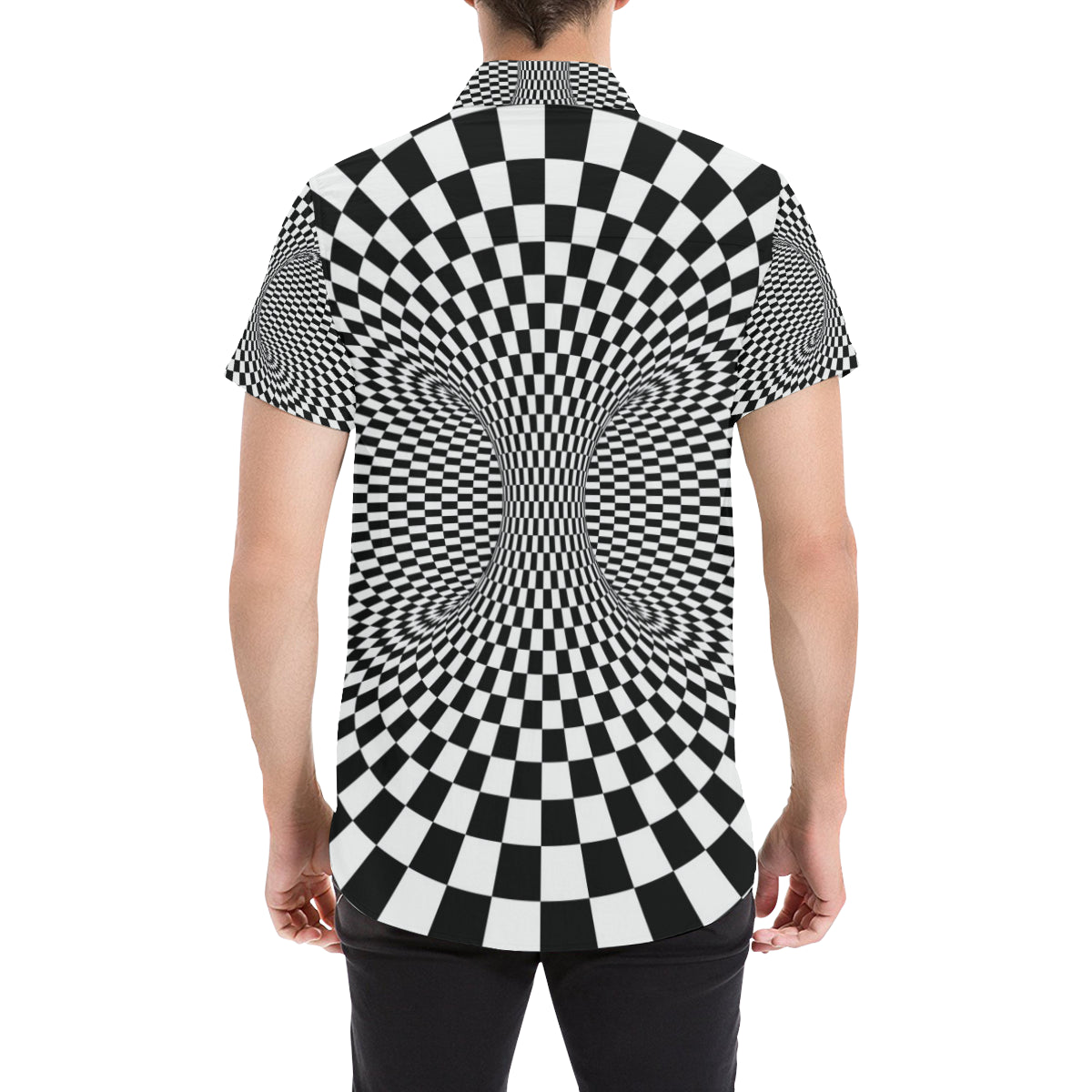 Optical illusion Projection Torus Men's Short Sleeve Button Up Shirt