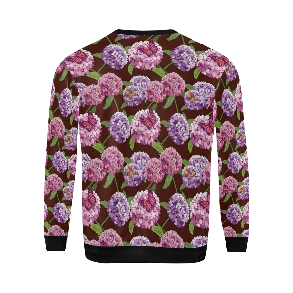 Hydrangea Pattern Print Design HD08 Men Long Sleeve Sweatshirt