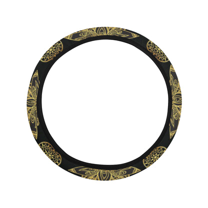 lotus Boho Pattern Print Design LO03 Steering Wheel Cover with Elastic Edge
