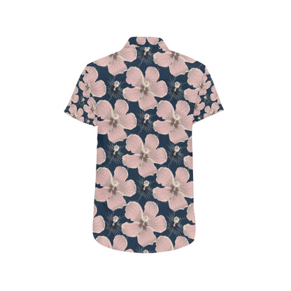 Plumeria Pattern Print Design PM018 Men's Short Sleeve Button Up Shirt