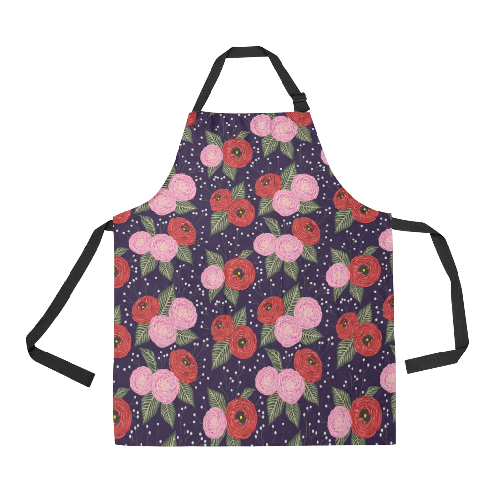 Camellia Pattern Print Design CM02 Apron with Pocket