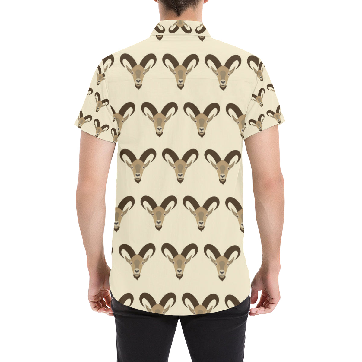 Goat Pattern Print Design 01 Men's Short Sleeve Button Up Shirt