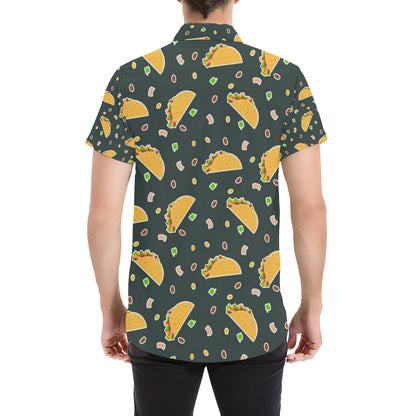 Taco Pattern Print Design TC02 Men's Short Sleeve Button Up Shirt