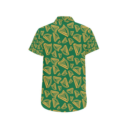 Harp Pattern Print Design 03 Men's Short Sleeve Button Up Shirt