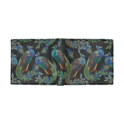 Peacock Pattern Print Design A04 Men's ID Card Wallet